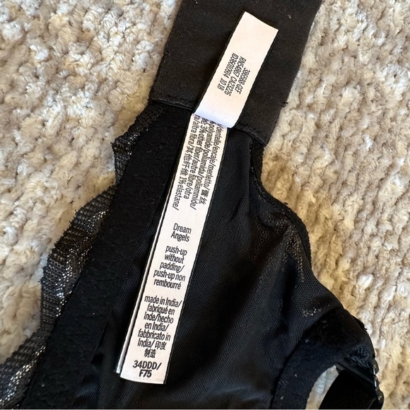Victoria's Secret Black & Silver Dream Angels Push-Up without Padding Bra 34DDD - Picture 6 of 7
